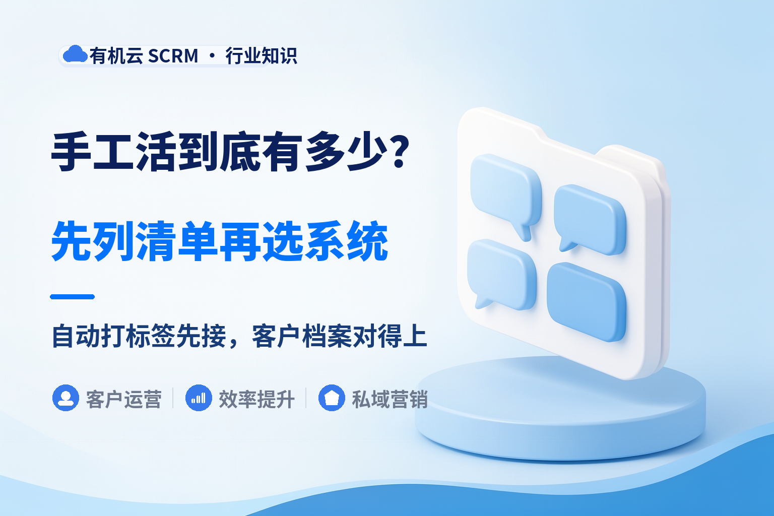 有机云｜微信scrm系统怎么选：先列出现在是谁在做、多久做一次的那几件手工活 配图